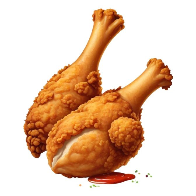 KFC style crispy fried chicken leg with golden brown breading and signature spices sticker