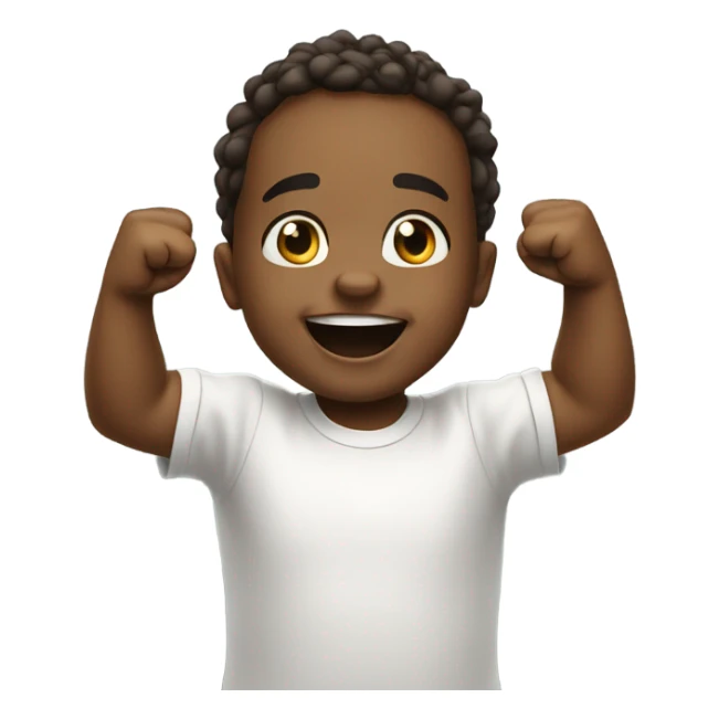 Excited toddler raising fists sticker