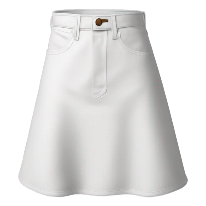 Realistic A-line high waisted white denim skirt, isolated sticker