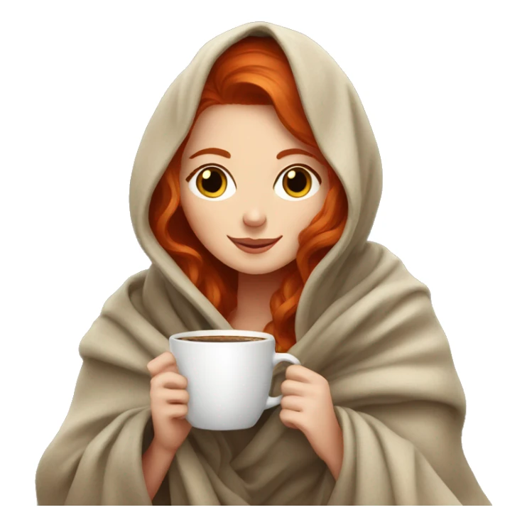 redhead girl drinking coffee under a blanket sticker