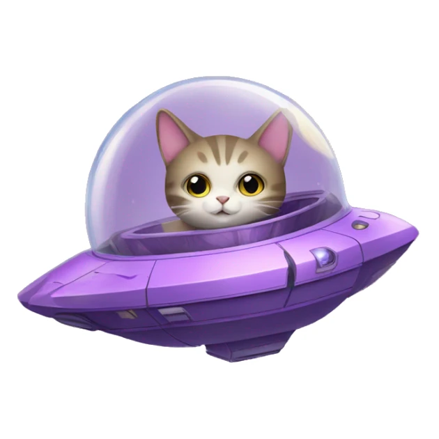 Cute purple hoverpetcat in a space ship in the moon  sticker