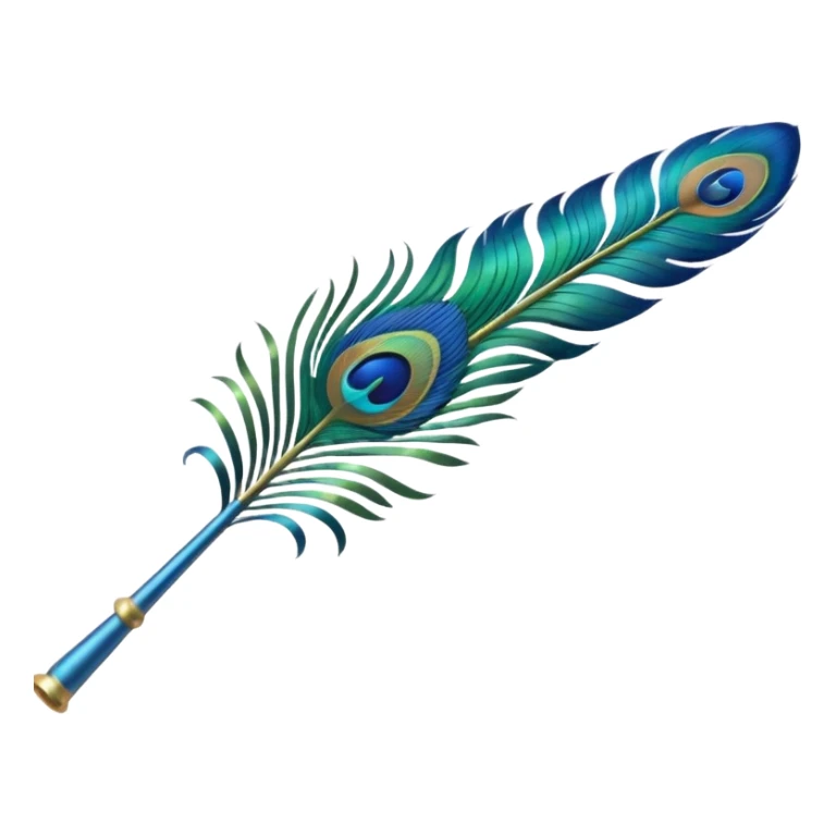 Small and single Peacock feather and flute like horizontal sticker