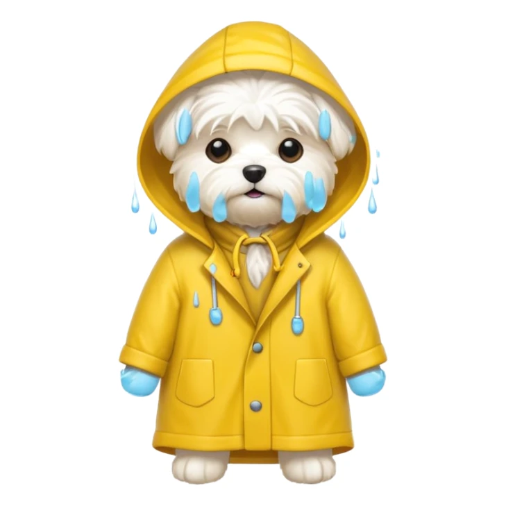 White Maltese with rain coat sticker