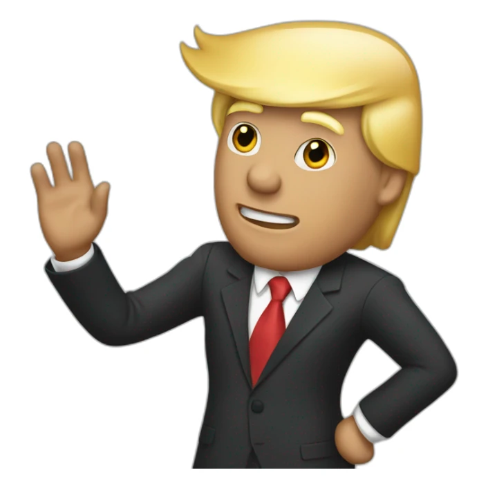 Donald Trump in suit waving sticker