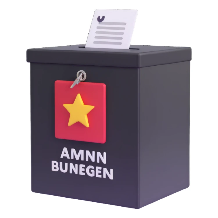 3D ballot box with Admin Bewerbungen sign sticker