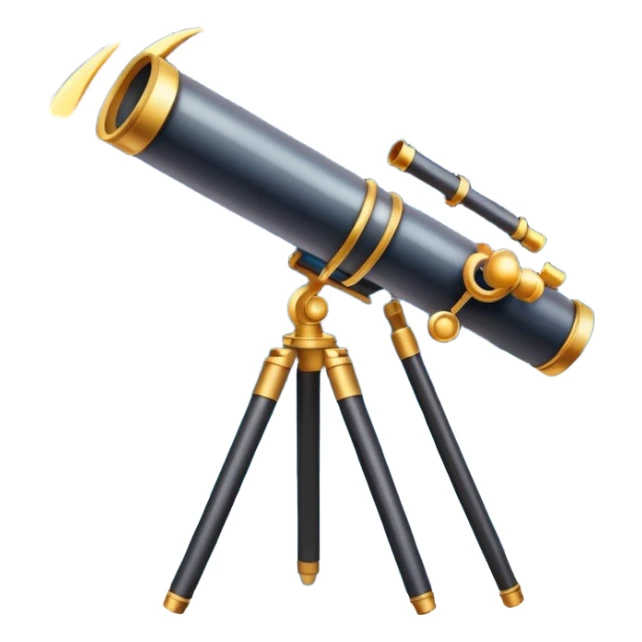 An icon featuring a telescope, stars, and a planet, symbolizing astronomy. The design includes a crescent moon, distant galaxies, and constellations, representing the study of space and celestial bodies. Transparent background highlights the exploration of the universe and cosmic phenomena. sticker