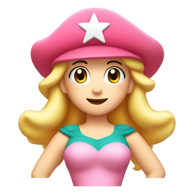 princess peach wearing mario hat with a star in her hand  sticker