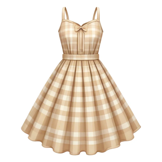 pastel beige plaid spring dress floating in the air sticker