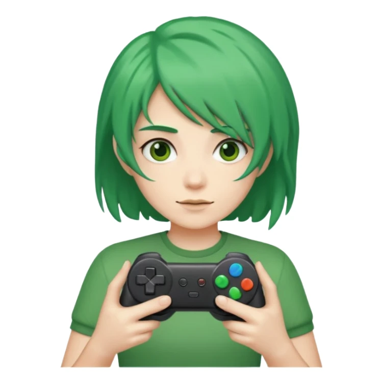 colored green hair gamer game pad controller sticker