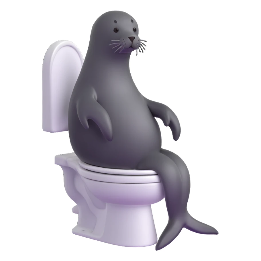 seal sitting on a toilet sticker