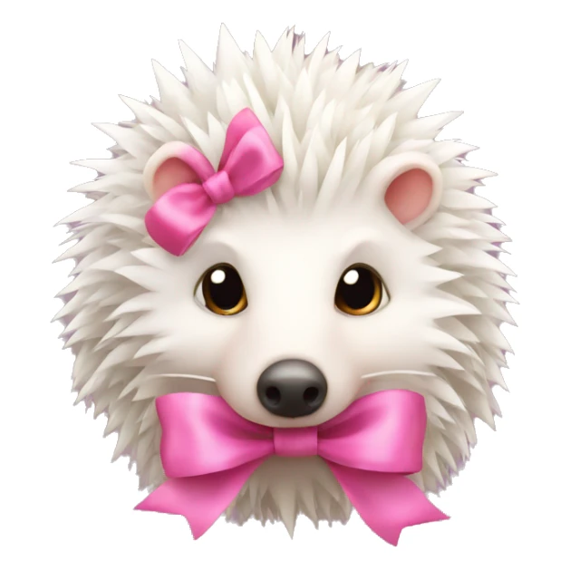 White hedgehog with pink nose and ribbon  sticker
