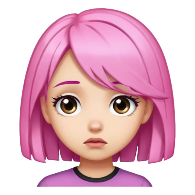 Girl with black and pink hair embarrassed  sticker