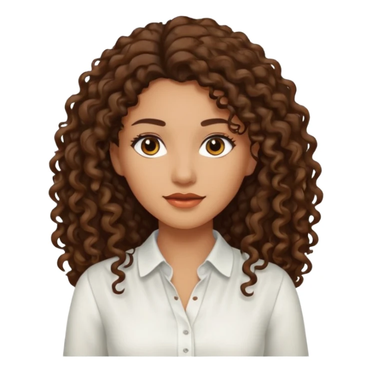 Woman light brown skin long dark curly hair sticker