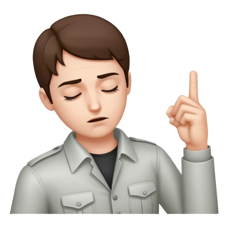 Person pointing gun fingers at the head and closing eyes  sticker