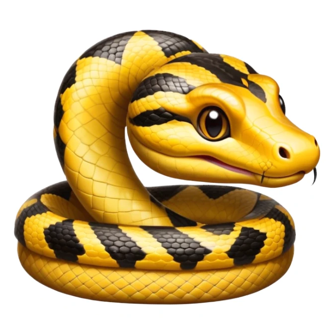cinematic-cute-anaconda-portrait-emoji,-head-tilted-playfully-and-inquisitively,-with-a-sleek,-shimmering-body-adorned-with-detailed-scale-sriped patterns-and-round,-sparkling-eyes-full-of-wonder,-simplified-yet-irresistibly-adorable-features sticker