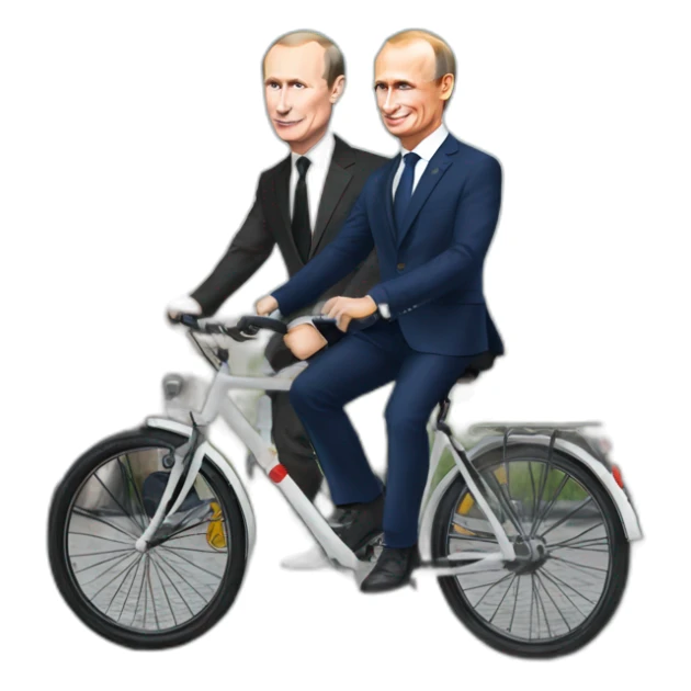 Putin et Macron sur un vélo à Paris  sticker