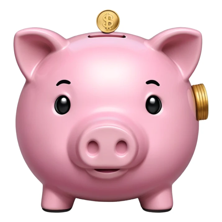 pink piggy bank with coin slot sticker