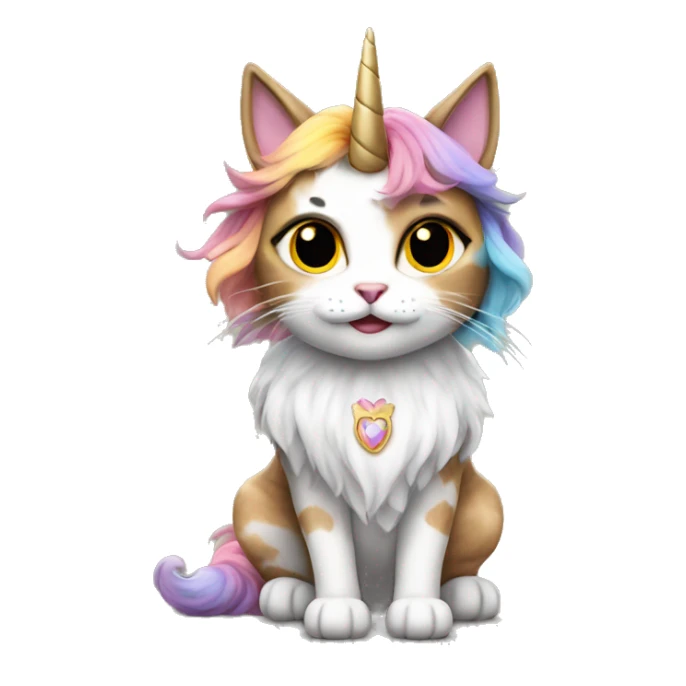 Long hair calico cat wearing unicorn costume sticker