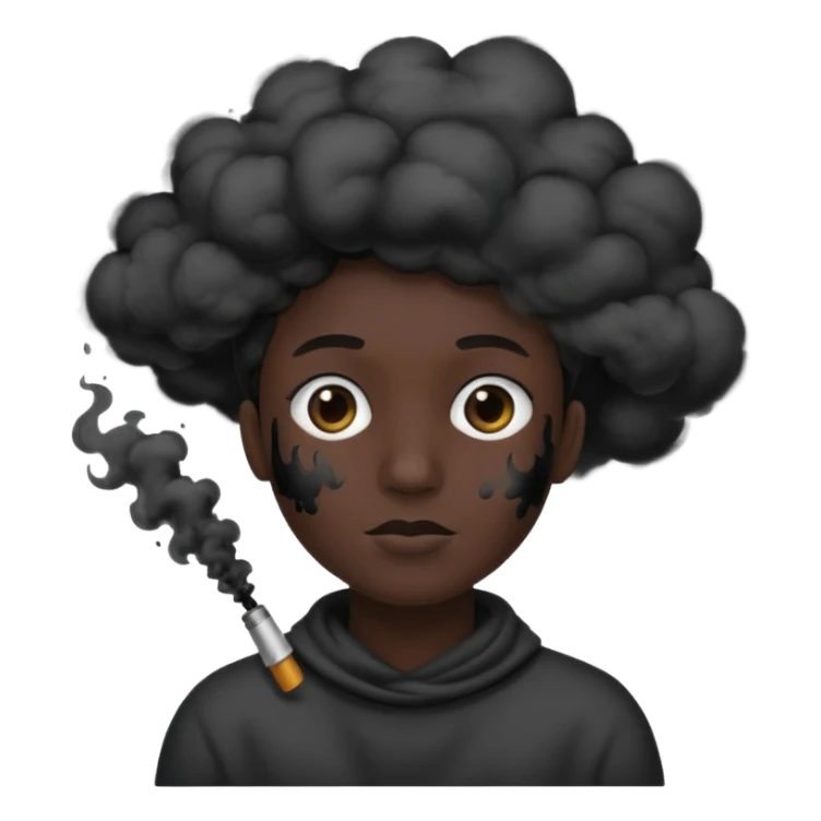 A pitch black head covered in black smoke  sticker