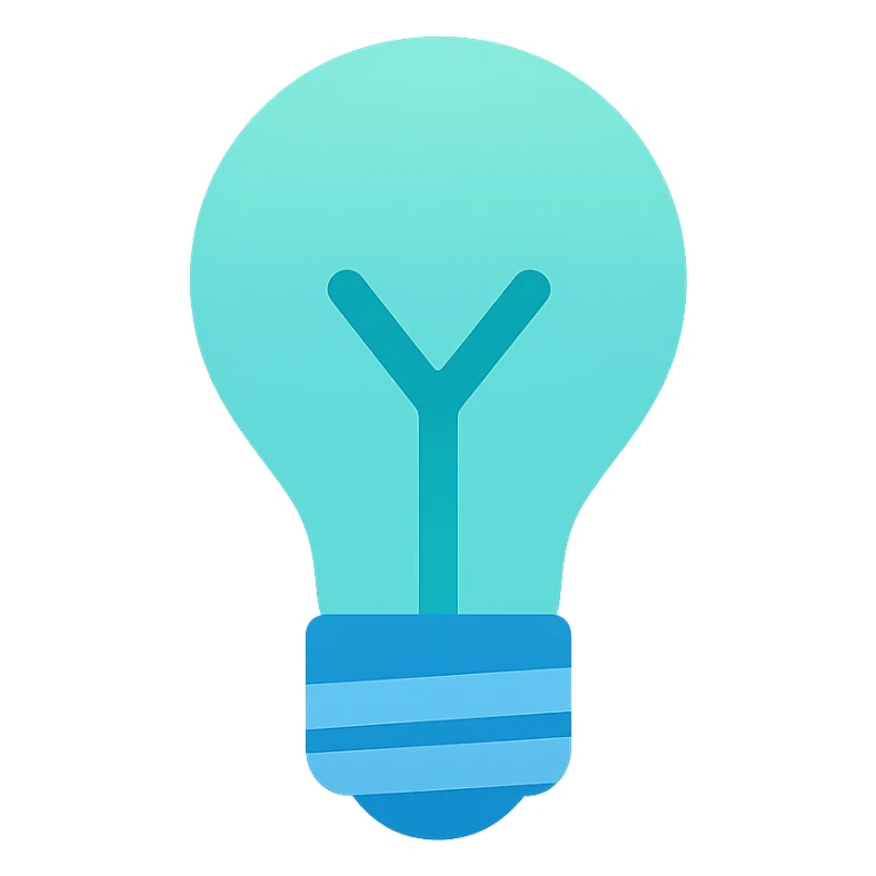 Light bulb icon,  flat emoji style, outline with blue and turquoise colors sticker
