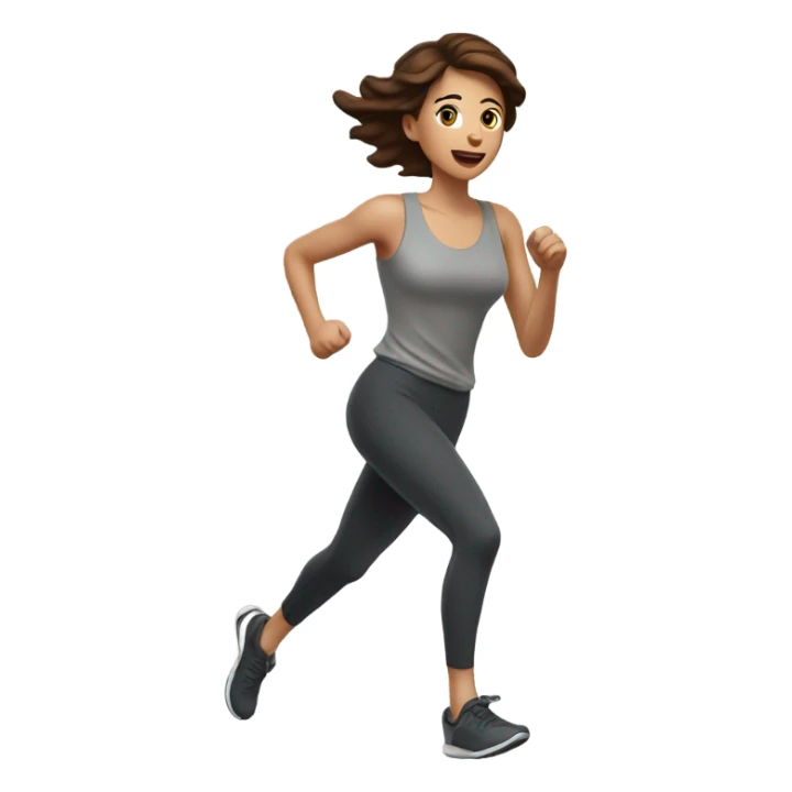 Pretty woman with short brown hair, running sticker
