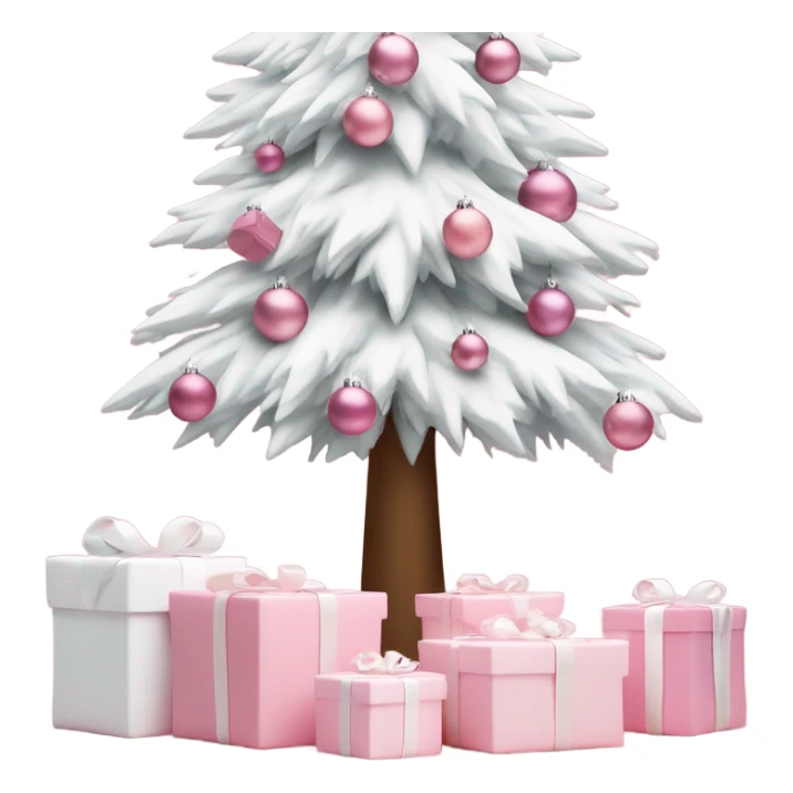 Light pink Christmas gifts under a white Christmas tree  sticker