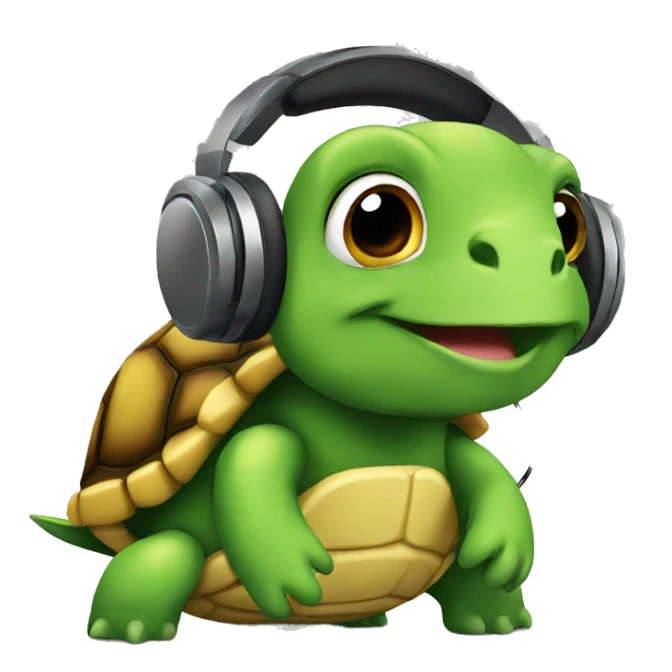turtle listening to music  sticker