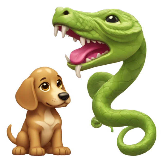 Un chien et un serpent rose joue sticker