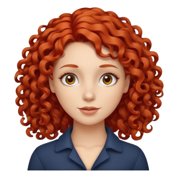 female curly red hair sticker