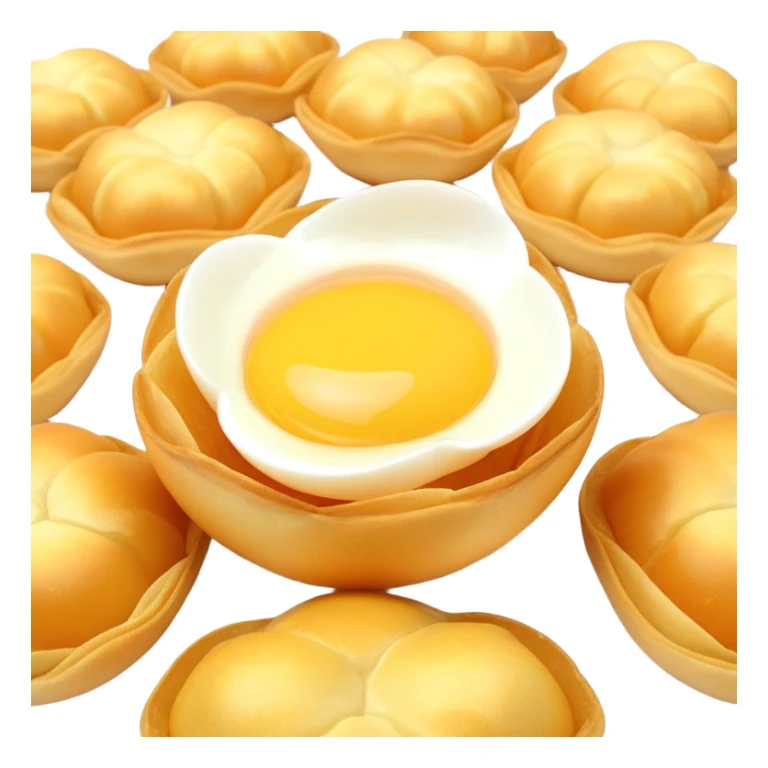 3D rendered authentic Hong Kong egg puffs (港式鸡蛋仔) with golden egg-shaped bubbles, perfect crispy exterior, hyper-realistic texture, glossy finish, soft lighting, traditional hexagonal pattern sticker