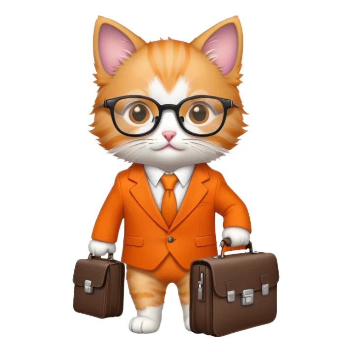kitten in a suit holding a briefcase and wearing glasses sticker