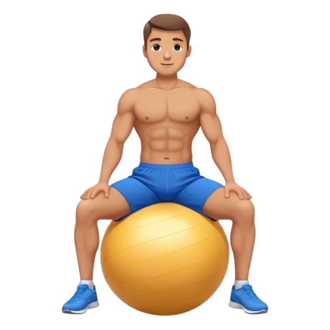 fit man with blue shorts stability ball balance sticker