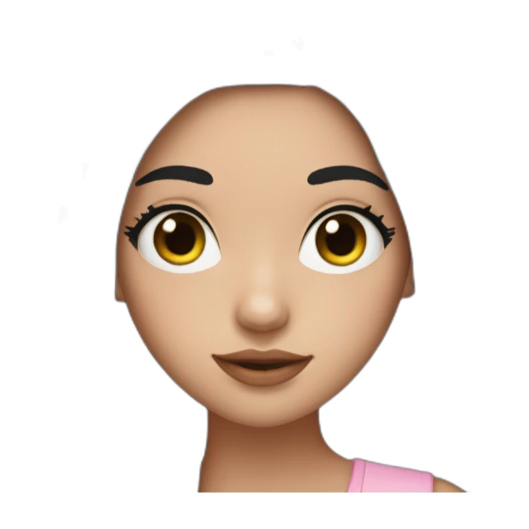 A girl with long black hair and eyelashes and pink cheeks  sticker