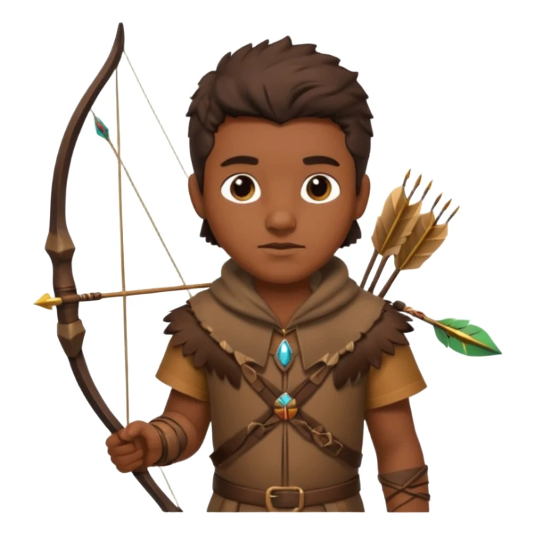 The classic hunter image with a bow and arrow on his back, dressed in brown with some animal made decorations sticker