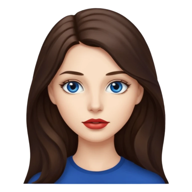 Woman with long brunette hair dark blue eyes and full lips sticker