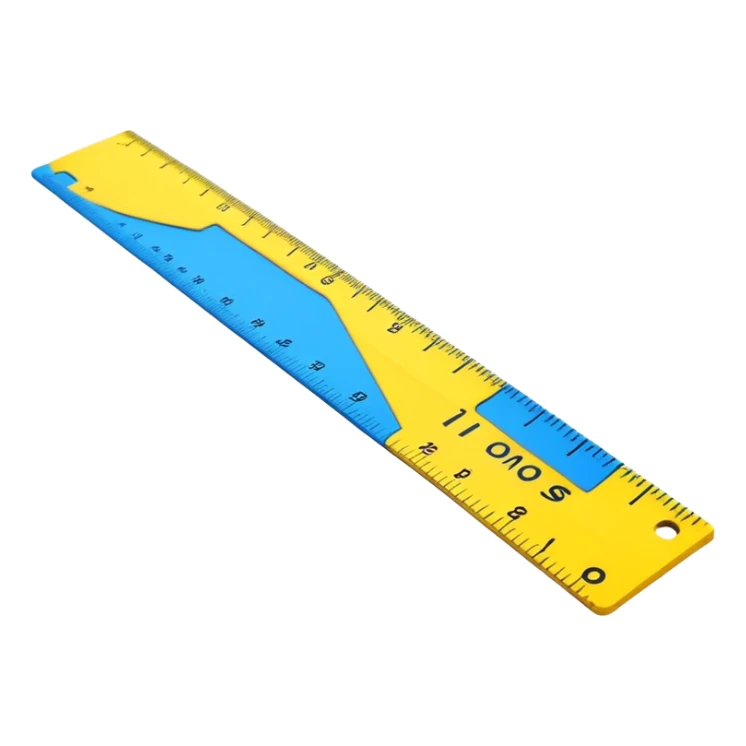 cartoon ruler with bright colors, perspective composition, high saturation, measurement marks but no numbers sticker