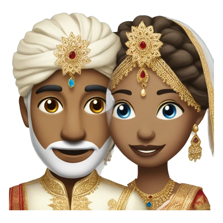 Indian groom and white skin bride with blue eyes sticker