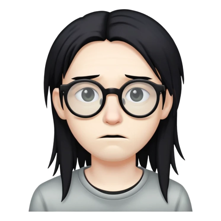 ugly with glasses and long black emo hair sticker