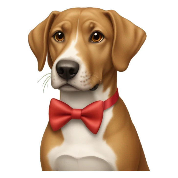 all brown dog wearing a red bow tie riding an alligator sticker