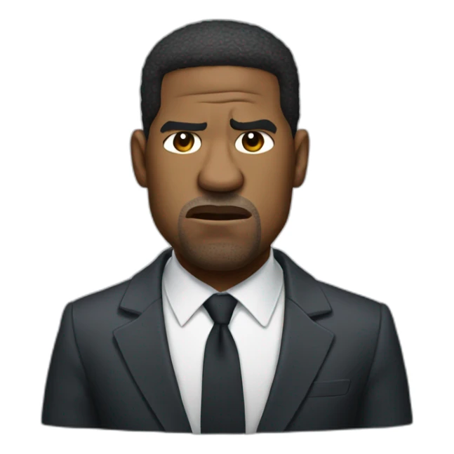 Denzel Washington angry cartoon wearing suit sticker