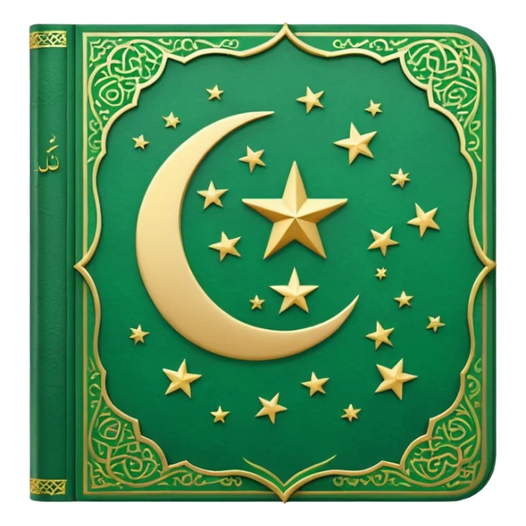 Closed Quran with the Islamic Symbol on it (moon and star) green sticker