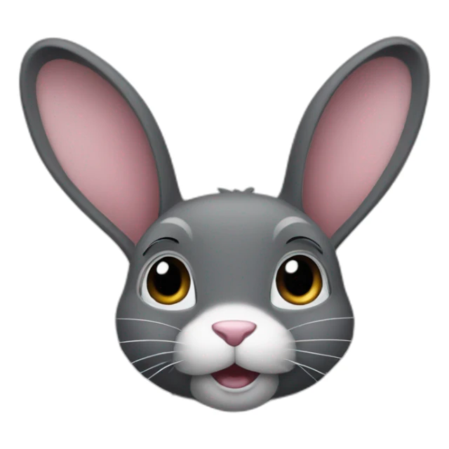 dark grey bunny with white whiskers and big ears sticker