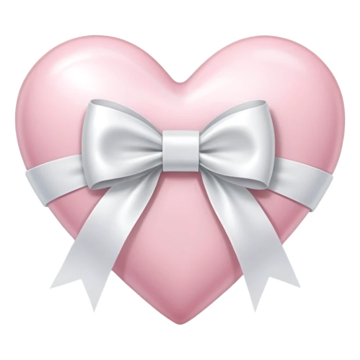 Light pink heart with white ribbon bow sticker