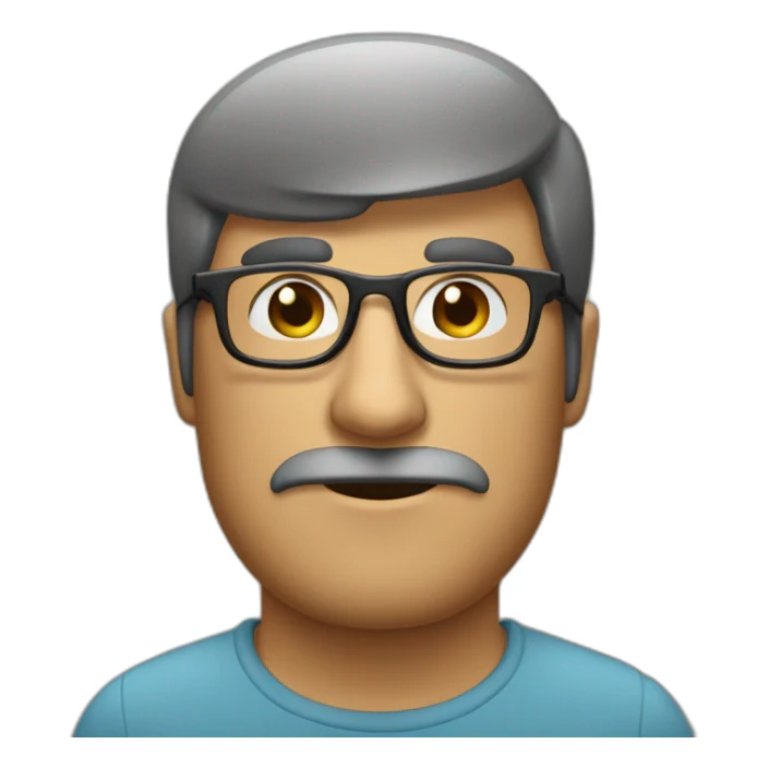 Hombre delgado, canas semis oduldo con gafas sticker