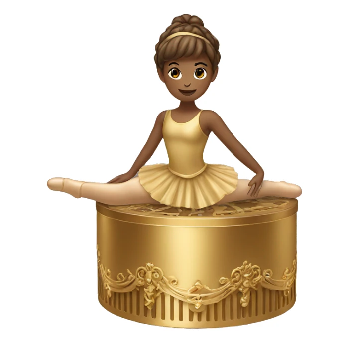  brown ballerina on a gold music box sticker