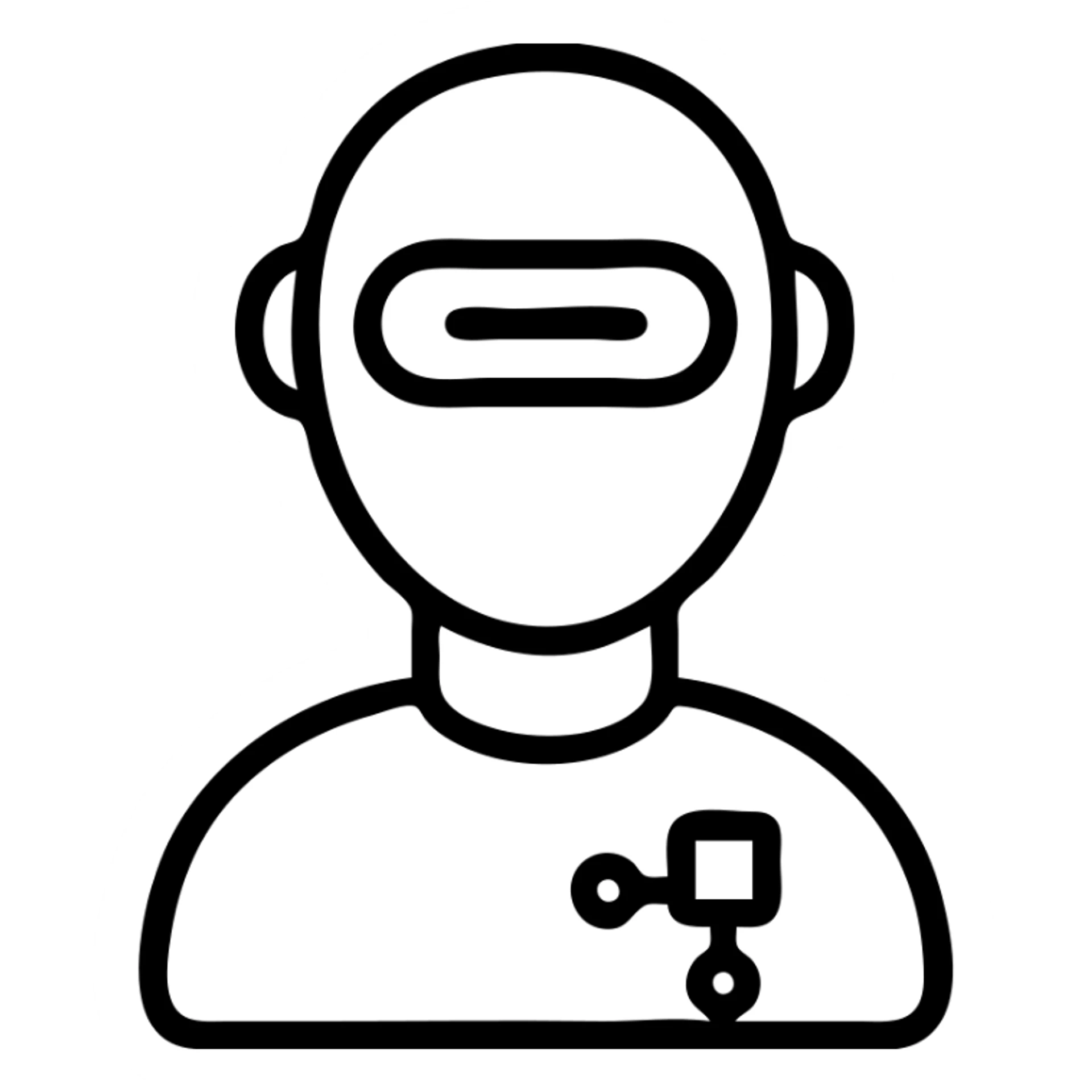 futuristic AI assistant icon, sleek and minimal style, futuristic technology theme sticker