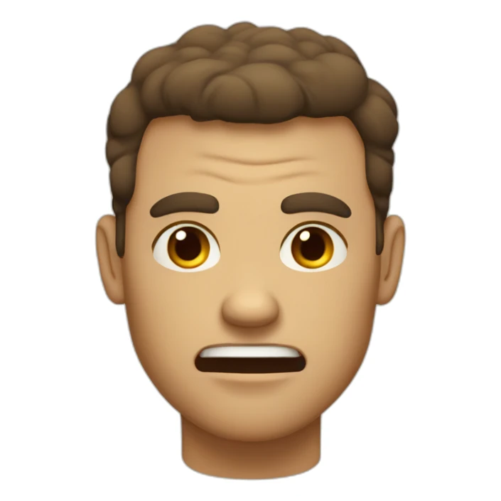 Angry tan guy buzzed brown hair on raft with beige doodle sticker