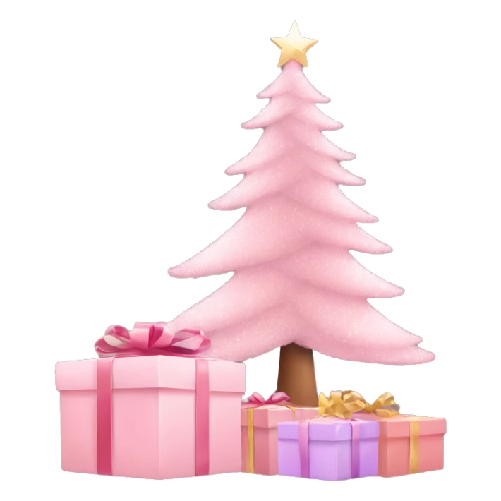 pastel pink christmas tree and some gift boxes sticker