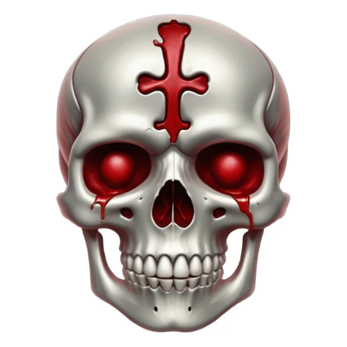 metallic anatomic bones with blood, steel texture, dark dramatic tone, minimal details sticker