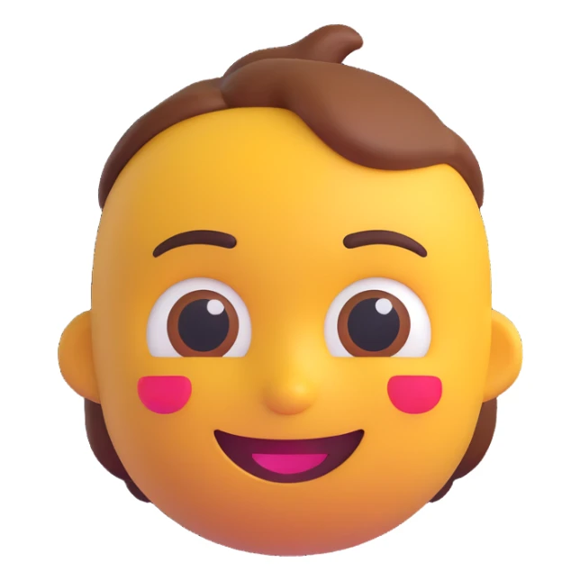 3D emoji of a person with a slight smile, realistic style, inspired by reference photo sticker